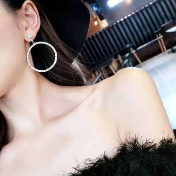 Clip On Sparkly Hoops 3in OR 2in - Picture 3 of 4